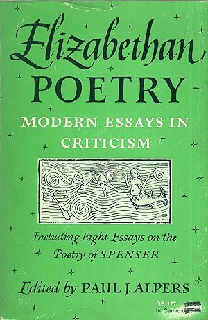 Immagine del venditore per Elizabethan Poetry: Modern Essays in Criticism venduto da A Cappella Books, Inc.