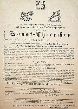 SCHAUSTELLER Flugblatt Klein Plakat Anschlagzettel Ankündigungszettel Dressuren Wandermenagerie f...