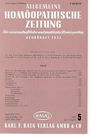 Allgemeine Homöopathische Zeitung. Für wissenschaftliche und praktische Homöopathie. Band 224/197...