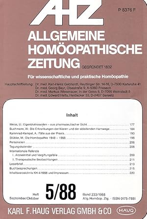 AHZ -Allgemeine Homöopathische Zeitung. Für wissenschaftliche und praktische Homöopathie. Band 23...