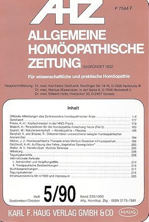 AHZ -Allgemeine Homöopathische Zeitung. Für wissenschaftliche und praktische Homöopathie. Band 23...