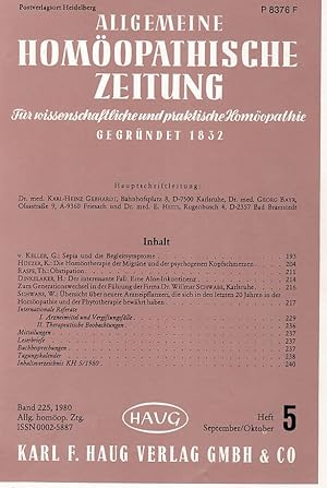 Allgemeine Homöopathische Zeitung. Für wissenschaftliche und praktische Homöopathie. Band 225/198...
