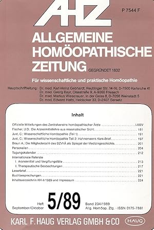 AHZ -Allgemeine Homöopathische Zeitung. Für wissenschaftliche und praktische Homöopathie. Band 23...