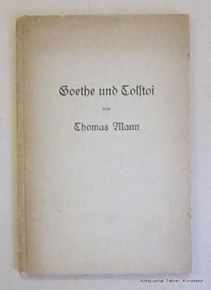 Imagen del vendedor de Goethe und Tolstoi. Aachen, Verlag "Die Kuppel" Karl Spiertz, 1923. 48 S. Orig.-Pappband; gebrunt, Rcken mit kl. Schabstelle. a la venta por Jrgen Patzer