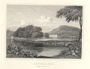 ROTHERWAS HOUSE ON THE RIVER WYE IN HEREFORDSHIRE,1829 Steel Engraving - Antique Print