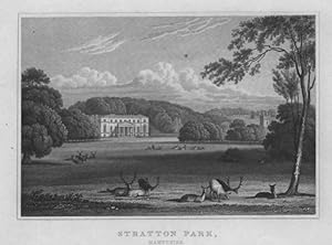 STRATTON PARK IN HAMPSHIRE ENGLAND,1829 Steel Engraving,Antique print