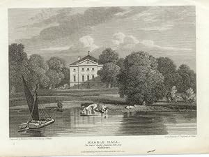 MARBLE HALL IN MIDDLESEX,The seat of Charles Augustus Tulk ,1815 Copper Engraving - Antique Print