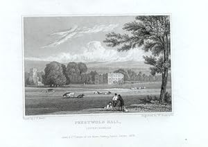 PRESTWOLD HALL IN LEICESTERSHIRE,1829 Steel Engraving - Antique Print