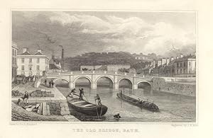 THE OLD BRIDGE IN BATH ENGLAND,1829 Steel Engraving - Antique Print