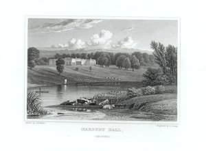 VIEW OF MARBURY HALL IN CHESHIRE ENGLAND,1829 Steel Engraving - Antique Print