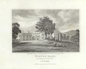 WESTON PARK HOUSE IN SUSSEX ENGLAND,The seat of C. Goring,1821 Steel Engraving - Vignette Antique...