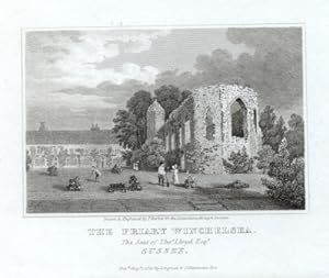 THE FRIARY AT WINCHELSEA,The seat of thomas Lloyd,1820 Steel Engraving - Antique Vintage Print