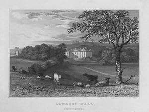 LOWESBY HALL IN LEICESTERSHIRE ENGLAND,1829 Steel Engraving,Antique print