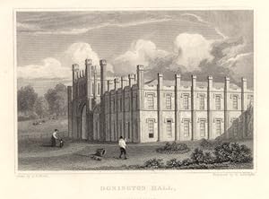 DONINGTON HALL IN LEICESTERSHIRE,1829 Steel Engraving - Antique Print