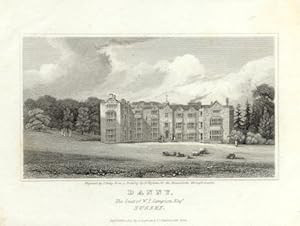 DANNY HOUSE IN SUSSEX ENGLAND,The seat of W.I. Campion,1821 Steel Engraving - Vignette Antique Print