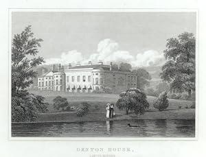 DENTON HOUSE IN LINCOLNSHIRE,1829 Steel Engraving - Antique Print