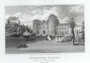 TUNBRIDGE CASTLE IN KENT ENGLAND,The seat of William Bailey,1820 Steel Engraving - Antique Vintag...