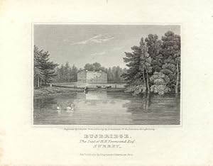 BUSBRIDGE HOUSE IN SURREY ENGLAND,The seat of H.H. Townsend,1820 Steel Engraving - Vignette Antiq...