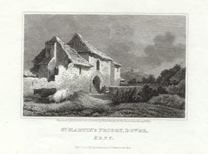 ST MARTIN'S PRIORY IN KENT ENGLAND,1819 Steel Engraving - Antique Vignette Print