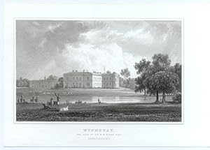 WYNNSTAY HOUSE IN DENBIGHSHIRE,The Seat of W.W. Wynne,1829 Steel Engraving - Antique Print