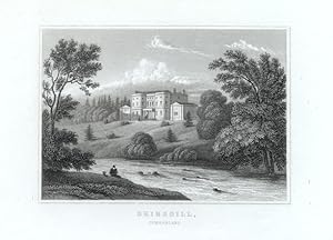 VIEW OF SKIRSGILL MANSION IN CUMBERLAND ENGLAND,1830 Steel Engraving - Antique Print