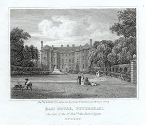 HAM HOUSE IN PETERSHAM SURREY ENGLAND,The seat of The Earl of Dysart,1819 Steel Engraving - Antiq...