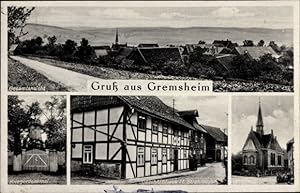 Seller image for Ansichtskarte / Postkarte Gremsheim Bad Gandersheim in Niedersachsen, Geschäftshaus, Kriegerdenkmal, Kirche - Inh.: H. Strohmeyer for sale by akpool GmbH