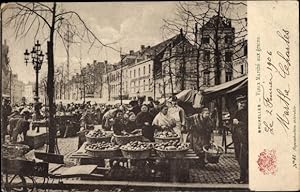 Bild des Verkufers fr Ansichtskarte / Postkarte Bruxelles Brssel, Vieux March aus grains, Alter Kornmarkt, Hndler zum Verkauf von akpool GmbH