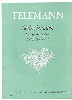 Seller image for Sechs Sonaten fr zwei Altblockflten - Teil II: Sonaten 4 bis 6; Herausgegeben von O. Haen for sale by Walter Gottfried