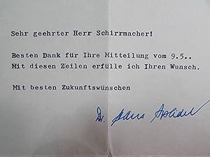 Original Autograph Brief an Schirrmacher 1972 /// Autogramm Autograph signiert signed signee