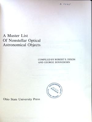 Bild des Verkufers fr A master list of nonstellar optical astronomical objects; zum Verkauf von books4less (Versandantiquariat Petra Gros GmbH & Co. KG)