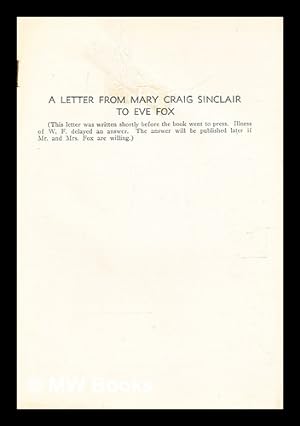 Image du vendeur pour A letter from Mary Craig Sinclair to Eve Fox mis en vente par MW Books Ltd.