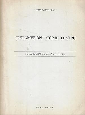 Bild des Verkufers fr Decameron come teatro zum Verkauf von Biblioteca di Babele