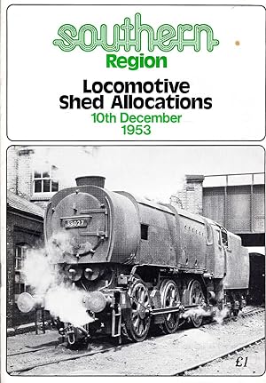 Seller image for Southern Region Locomotive Shed Allocations 10th December 1953 for sale by Pendleburys - the bookshop in the hills