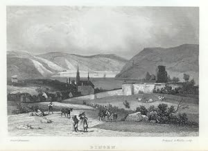 BINGEN,in the Mainz-Bingen district in Rhineland-Palatinate, Germany,ca 1840's Steel Engraving