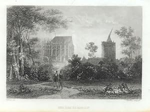 Botanic Garden and Cathedral of Cologne,Koelln,ca 1840's Steel Engraving