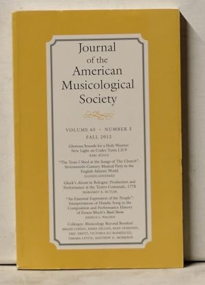 Bild des Verkufers fr Journal of the American Musicological Society, Volume 65, Number 3 (Fall 2012) zum Verkauf von Cat's Cradle Books