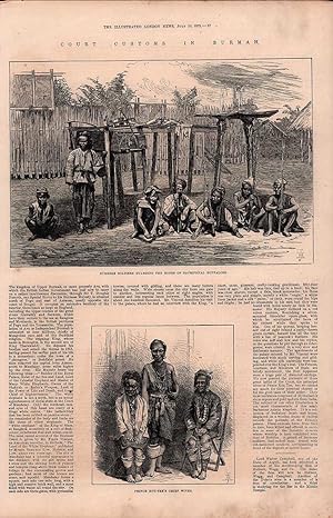 Burmese soldiers guarding the bones of sacrificial buffaloes [and] Prince Kou-Tee's chief wives.