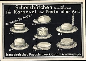 Ansichtskarte / Postkarte Annaberg Buchholz Erzgebirge, Scherzhütchen für Karneval, Erzgebirg. Pa...