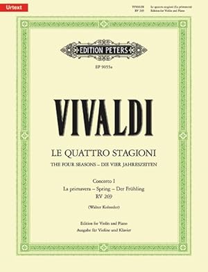 Imagen del vendedor de Violin Concerto in E Op. 8 No. 1 Spring Edition for Violin and Piano : For Violin, Strings and Continuo, from the 4 Seaons a la venta por GreatBookPrices