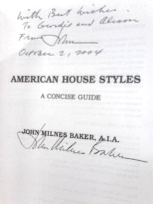 Image du vendeur pour American House Styles: A Concise Guide mis en vente par World of Rare Books
