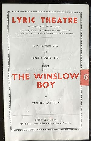 Image du vendeur pour The Winslow Boy theatre programme mis en vente par Shore Books