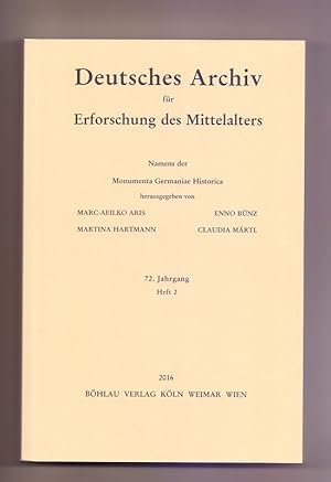 Image du vendeur pour Deutsches Archiv fr Erforschung des Mittelalters. 72. Jahrgang, Heft 2. Namens der Monumenta Germaniae Historica. mis en vente par Die Wortfreunde - Antiquariat Wirthwein Matthias Wirthwein