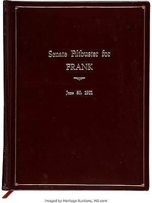 ' Senate Filibuster for Frank' SIGNED special ordered by Frank Sinatra