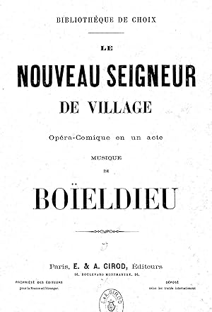 Immagine del venditore per LE NOUVEAU SEIGNEUR DE VILLAGE. Opra-Comique en un acte. venduto da BP02