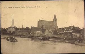 Ansichtskarte / Postkarte Wetteren Ostflandern, De Schelde en de Kerk