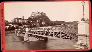 Foto Salzburg in Österreich, Festung, Karolinenbrücke, 1887 - Fotograf Würthle und Spinnhirn, Sch...