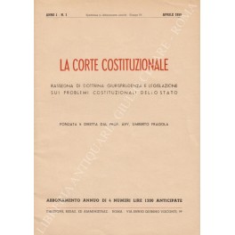 Imagen del vendedor de La Corte Costituzionale. Rassegna di Dottrina Giurisprudenza e Legislazione sui problemi costituzionali dello Stato. Anno I, N. 1 a la venta por Libreria Antiquaria Giulio Cesare di Daniele Corradi