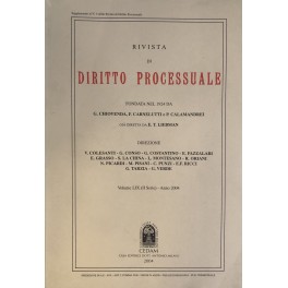 Bild des Verkufers fr Rivista di Diritto Processuale. Annata 2004. Diretta da: Francesco Carnelutti, Giuseppe Chiovenda, Piero Calamandrei, Enrico Tullio Liebman. Anno LIX (Seconda Serie) zum Verkauf von Libreria Antiquaria Giulio Cesare di Daniele Corradi