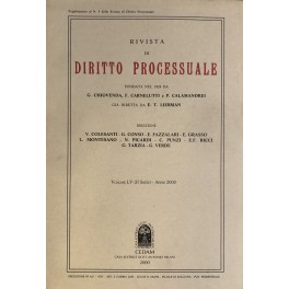 Imagen del vendedor de Rivista di Diritto Processuale. Annata 2000. Diretta da: Francesco Carnelutti, Giuseppe Chiovenda, Piero Calamandrei, Enrico Tullio Liebman. Anno LV (Seconda Serie) a la venta por Libreria Antiquaria Giulio Cesare di Daniele Corradi